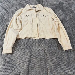 Women’s Lands’ End Ivory Corduroy Button Up Jacket Size Small
